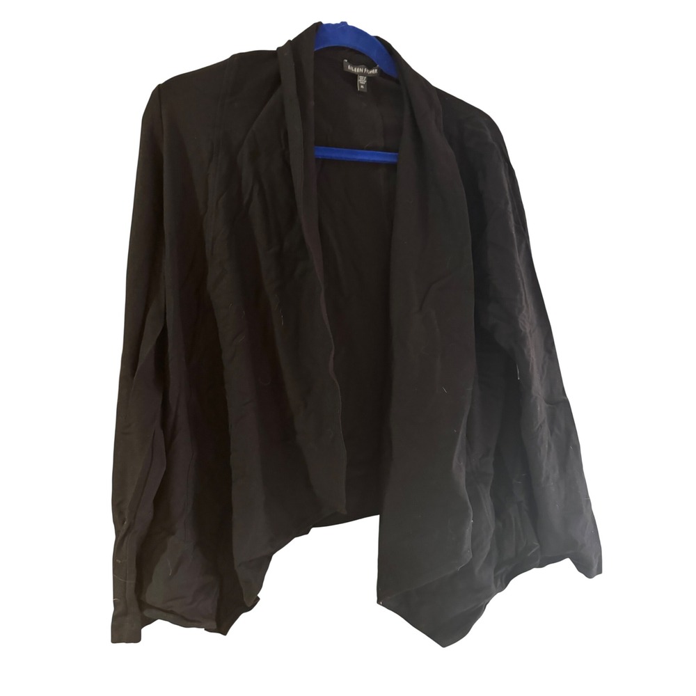 Eileen Fisher Black‎ Waterfall Cardigan Drape Front Jacket XL